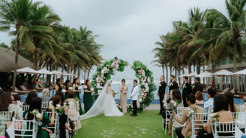 Still from the Hai and Pierre wedding film at Naman Retreat