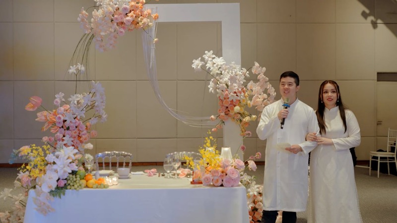 Still from the Lisa and Jordan wedding film at Naman Retreat