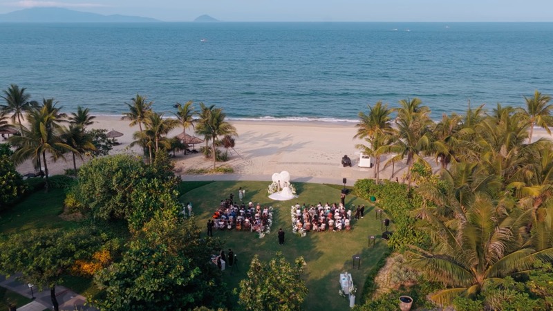Still from the Winnie and Michael wedding film at Hoiana